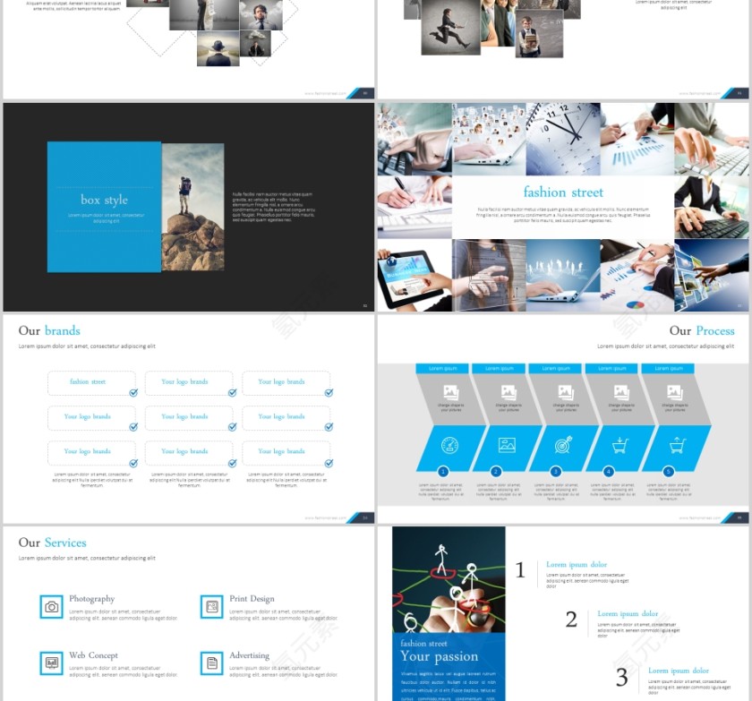 欧美经典商务时尚工作总结PPT模板  第6张