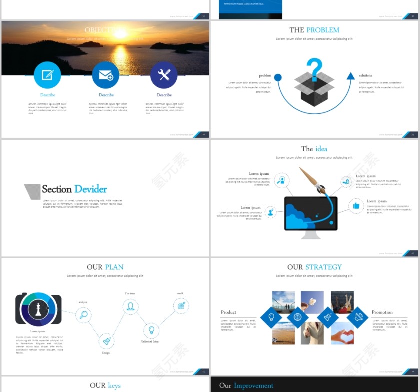 欧美经典商务时尚工作总结PPT模板  第7张