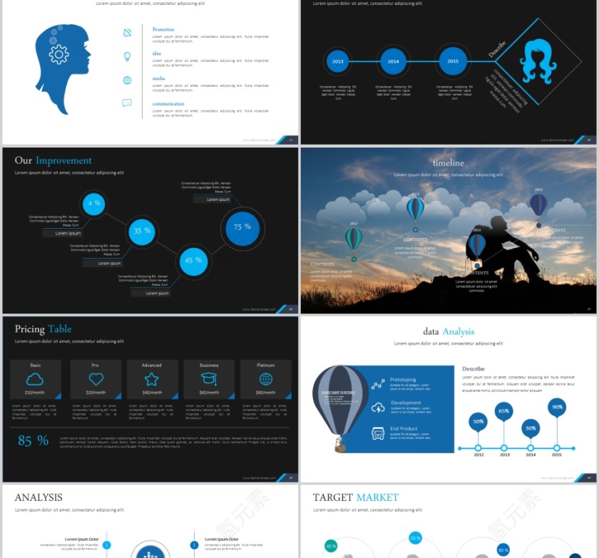 欧美经典商务时尚工作总结PPT模板  第8张
