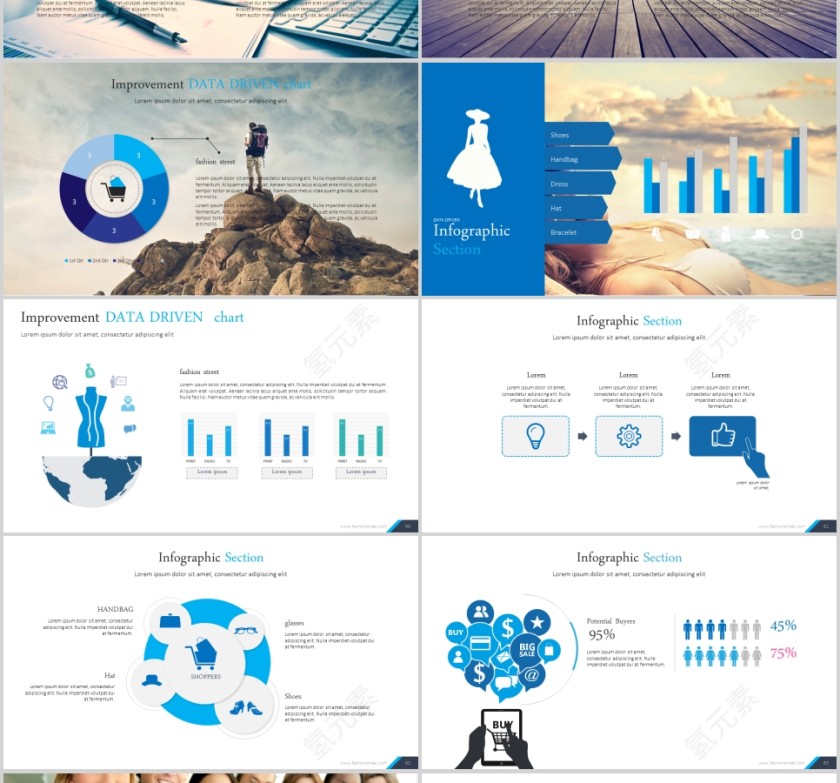 欧美经典商务时尚工作总结PPT模板  第10张