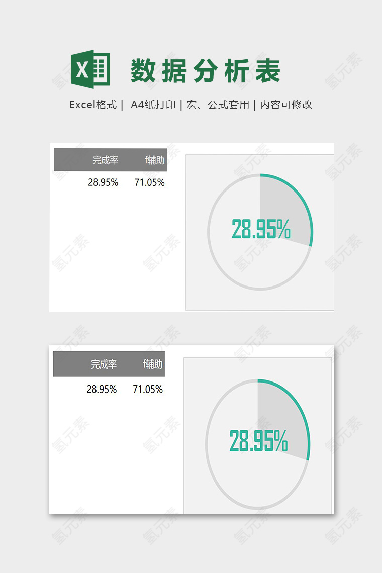 工作完成效率统计图表模版