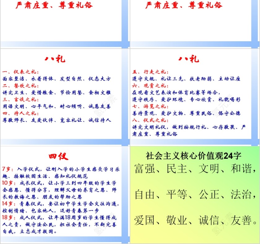 简约小学生文明礼仪教育八礼四仪主题班会PPT模板第4张