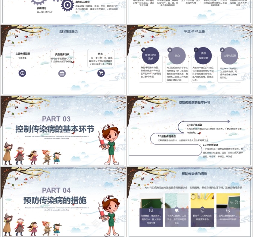 小学幼儿园秋冬季节预防传染病知识课件ppt班会疾病流感预防第3张