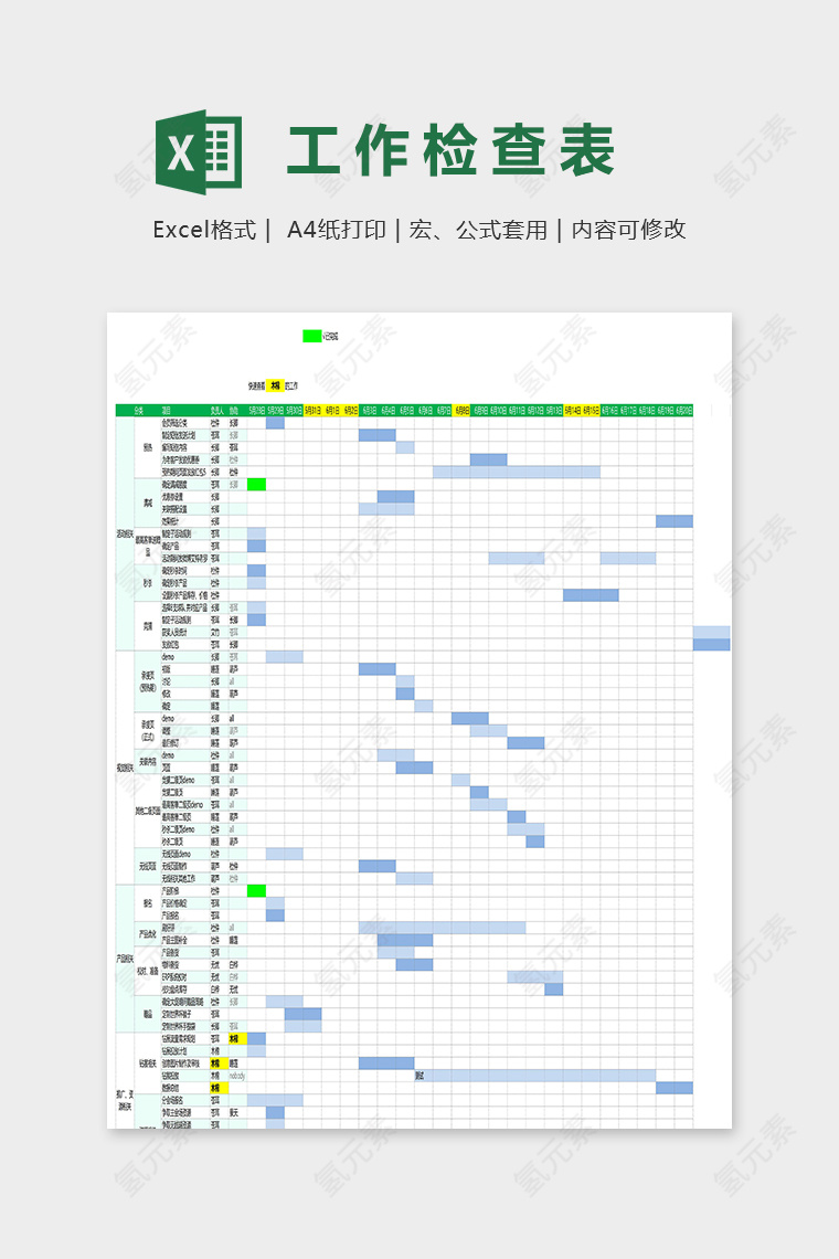 年中大促销团队工作检查表excel模板