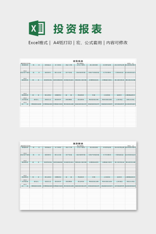 直观专业公司投资表excel模板