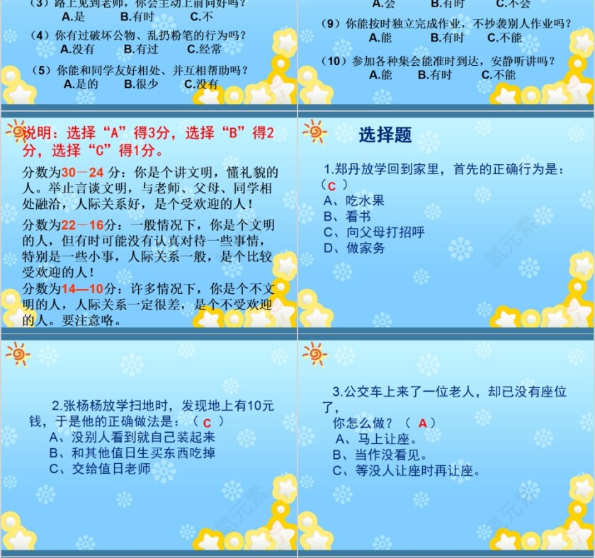 简约蓝色学习中小学生日常行为规范PPT模板 第4张