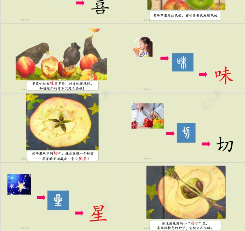 特色识字8——谢谢你，小苹果幼小衔接教学课件PPT模板第3张