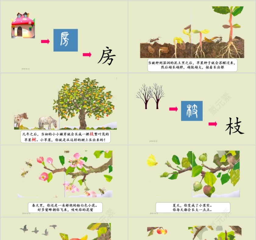 特色识字8——谢谢你，小苹果幼小衔接教学课件PPT模板第4张