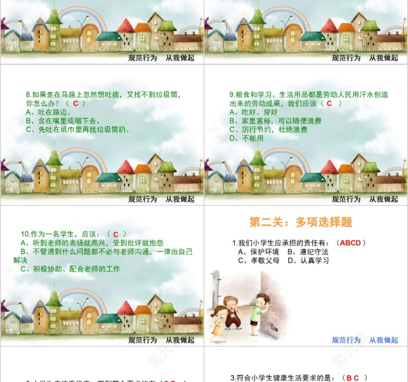 小学生日常行为规范教育主题班会PPT模板第6张