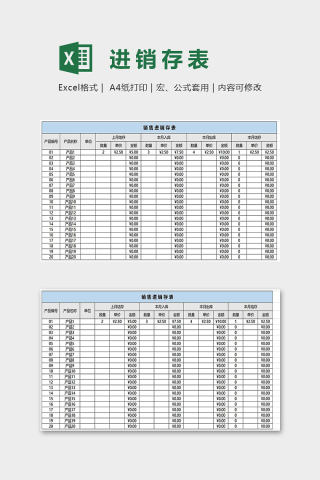 产品销售进销存记录表excel模板