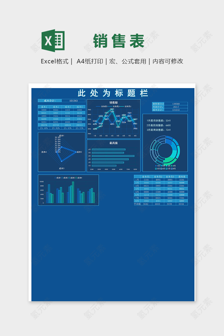 科技风产品销售数据统计分析表excel模版