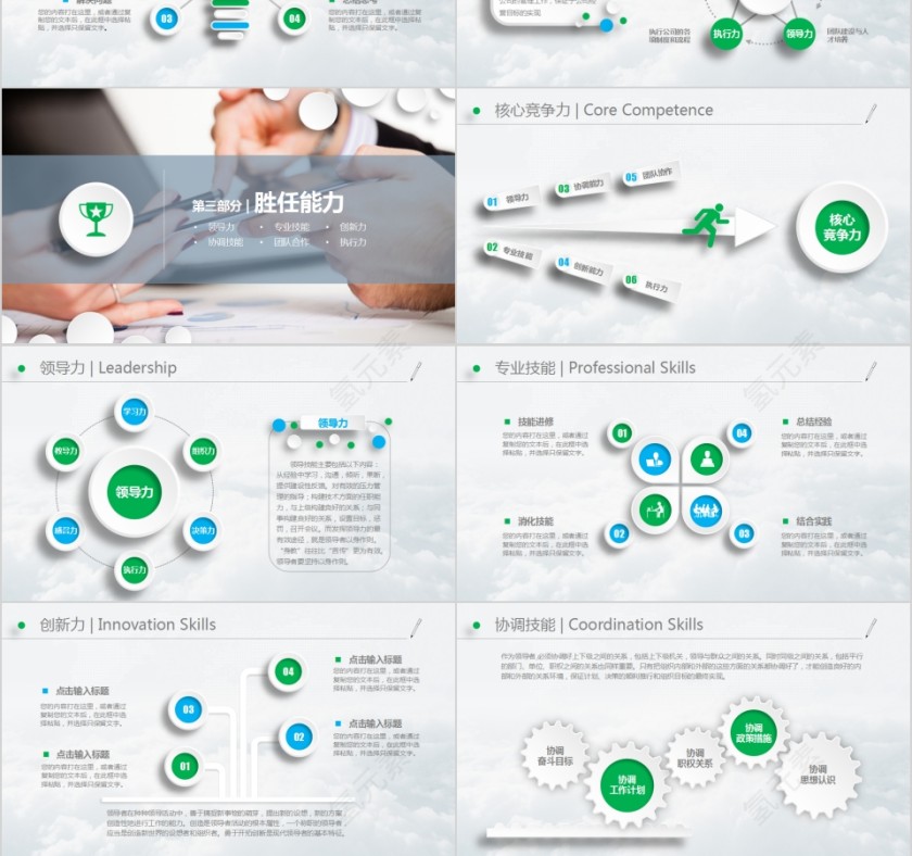 清新绿色框架完整岗位竞聘报告第3张