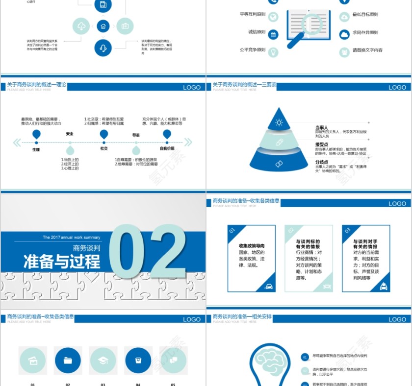 蓝色企业商务谈判技巧培训PPT课件第2张