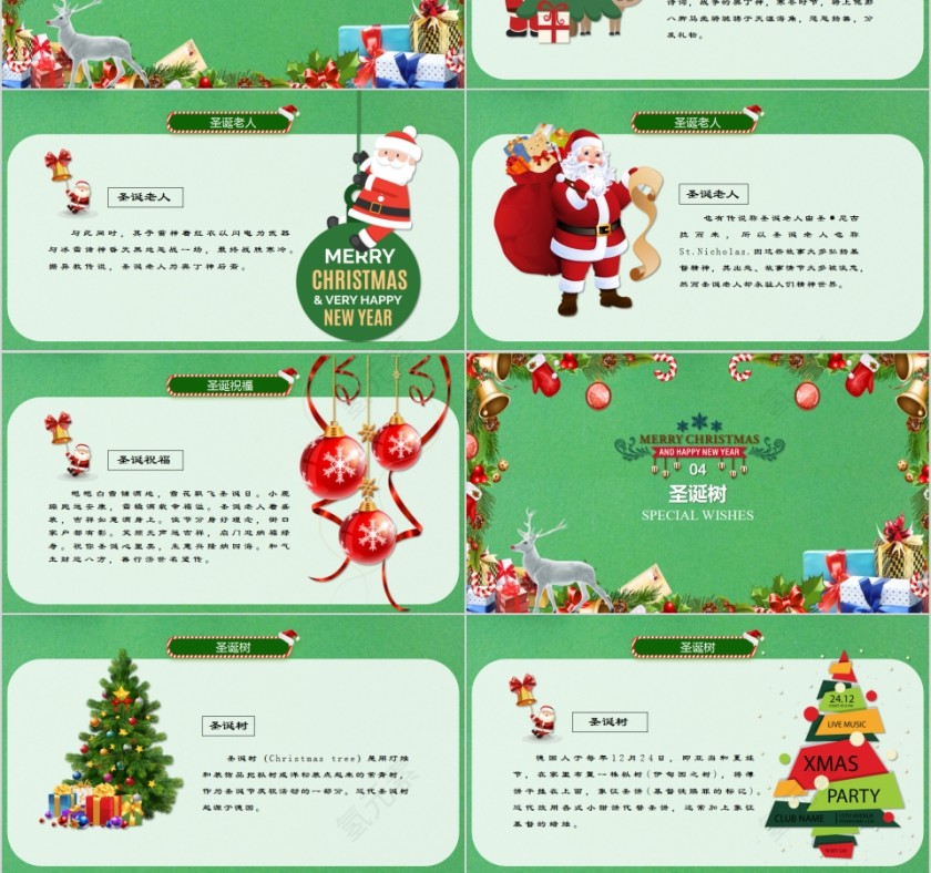 可爱卡通圣诞节介绍幼儿园课件PPT第3张