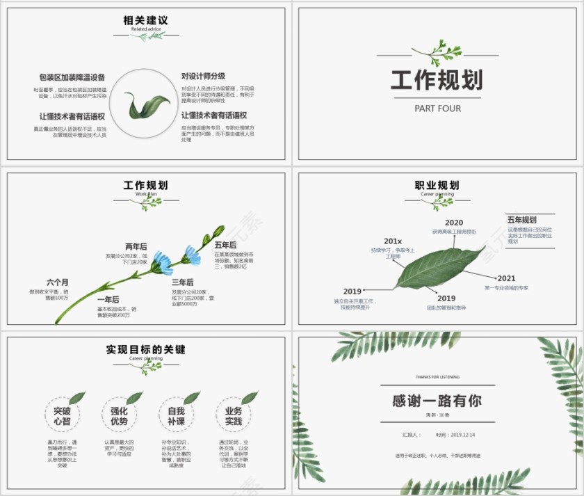 清新淡雅工作总结PPT第4张