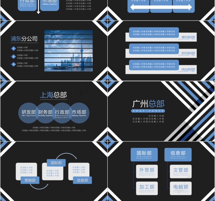 企业组织结构图ppt组织架构图PPT模板第3张