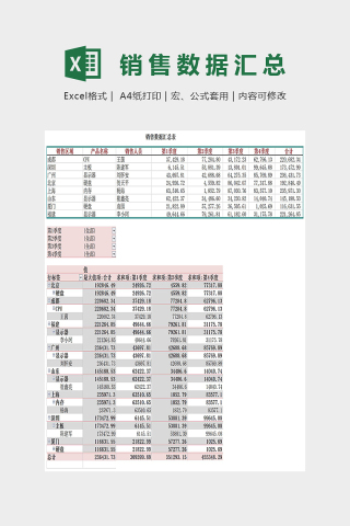 简单精美销售数据透视表Excel
