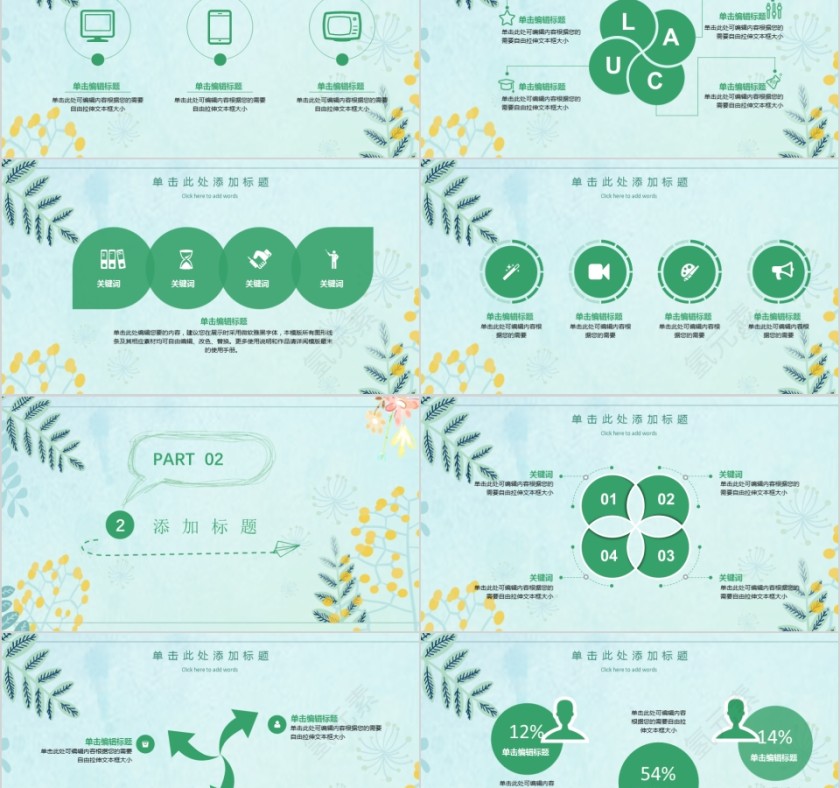 绿色简约年终汇报PPT企业工作新年模板动态幻灯片第2张