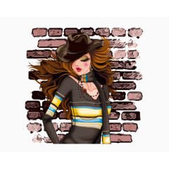 西方人物图片手绘女孩 时尚女孩