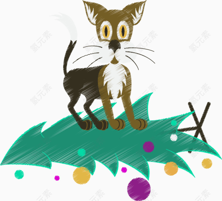 矢量猫咪装饰图案免扣素材