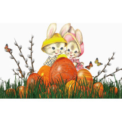 兔子橙色彩蛋卡通手绘