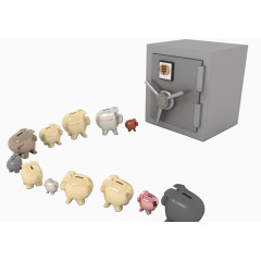 PPT素材保险箱储蓄罐