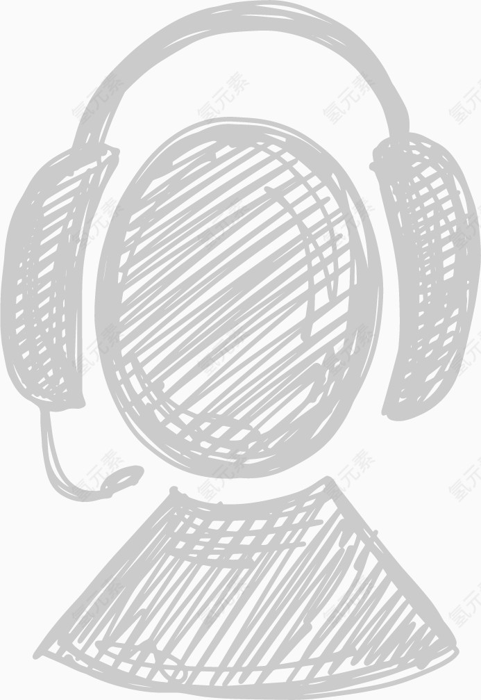 粉笔涂鸦风格戴耳机的客服图标