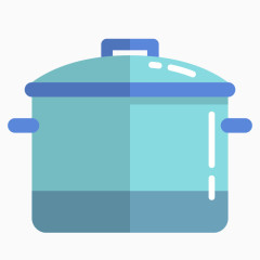 卡通手绘扁平化蓝色锅