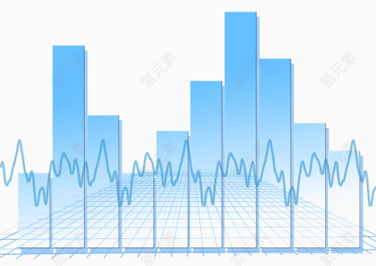 蓝色网格和立体柱形图片