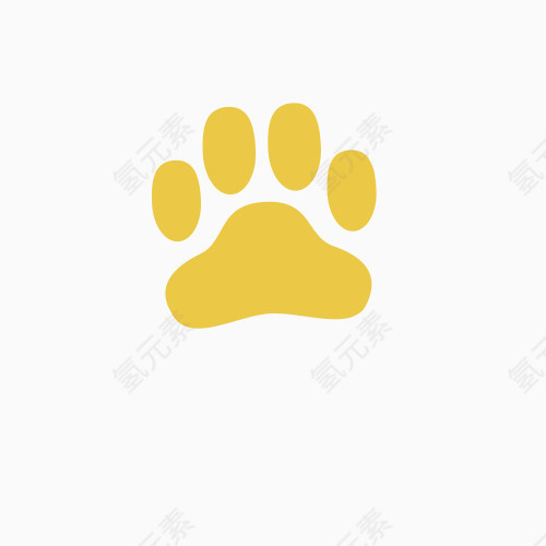 手绘黄色狗狗爪子印PNG素材