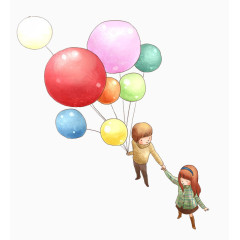 拿着气球的情侣