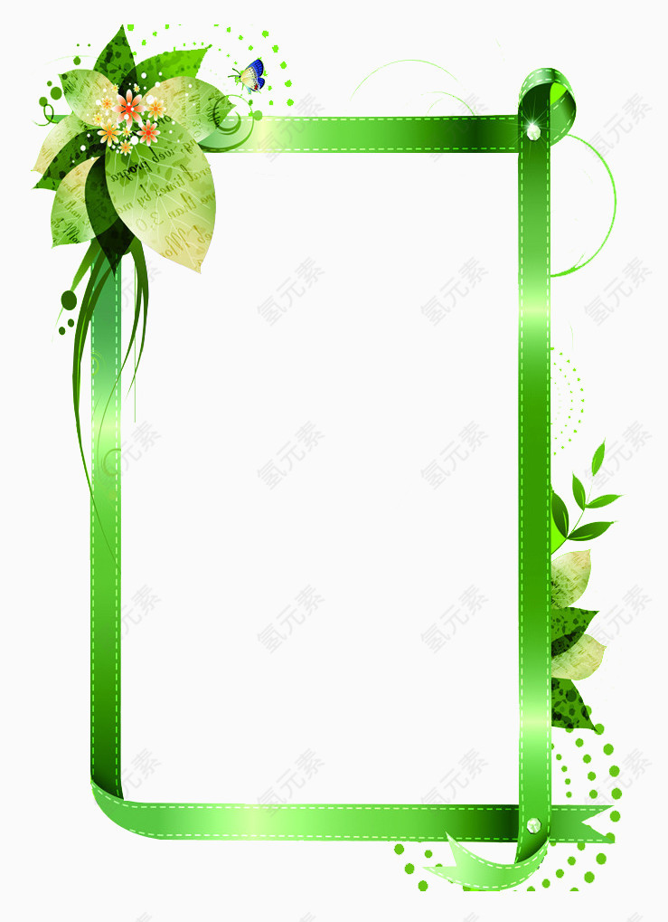 鲜花绿叶花框花边