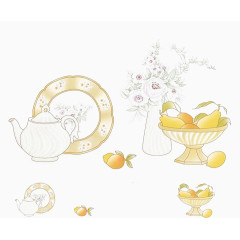 一瓶素雅小花和水果器具