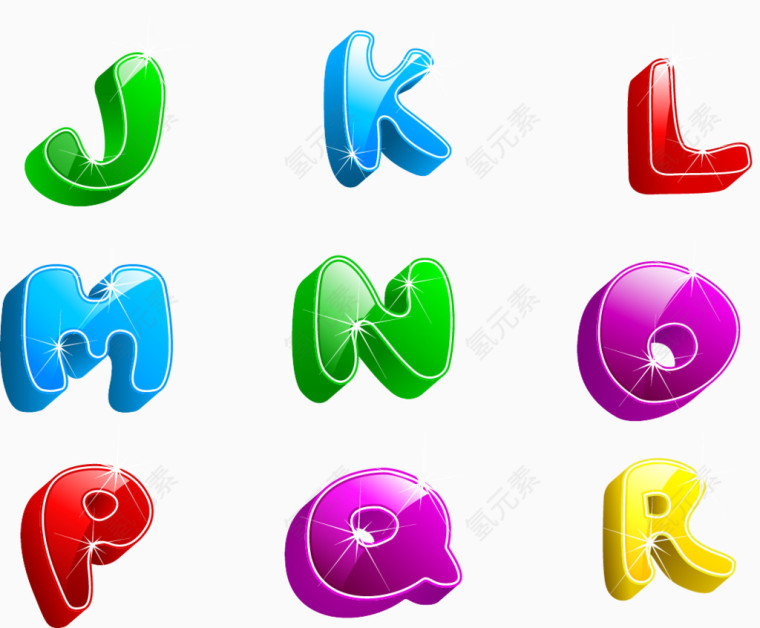 立体字母J~R