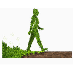 春天踏青人物剪影运动