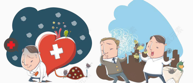生病卡通漫画元素