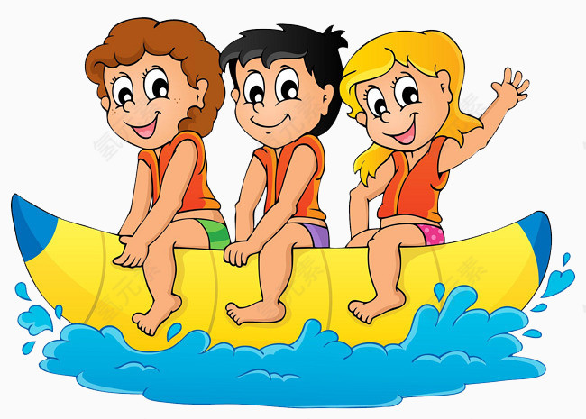 划船的三个小孩