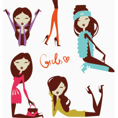 卡通时尚美女设计矢量素材,