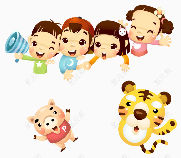 卡通小猪老虎