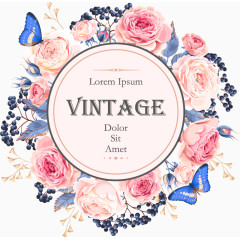 唯美花瓣花环标签