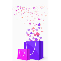 矢量爱心飘进购物袋中插图