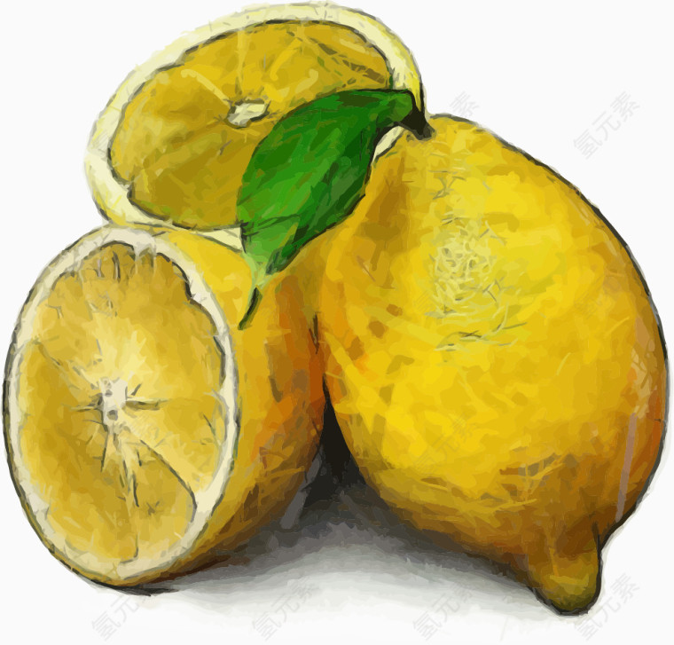卡通手绘水彩橙子 