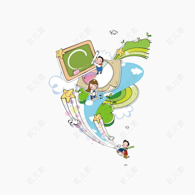 矢量孩子玩耍图案