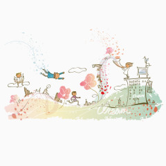 卡通手绘 淡色系 城市