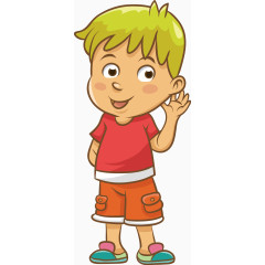 摸着耳朵的小朋友矢量图