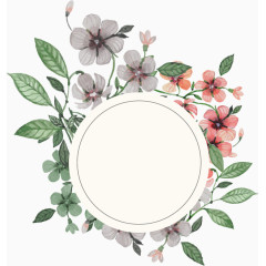 小清新简洁风花朵绿叶文字框