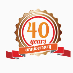 40周年 艺术体 数字 红色 丝带配饰