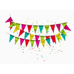 五彩丝带和彩旗