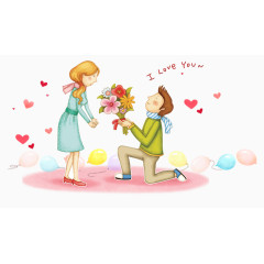 卡通情侣520情人节主题插图