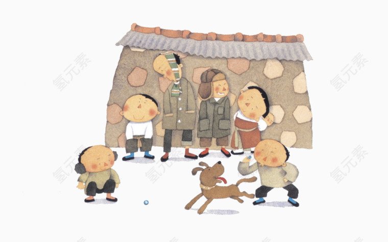 卡通中国过年元素